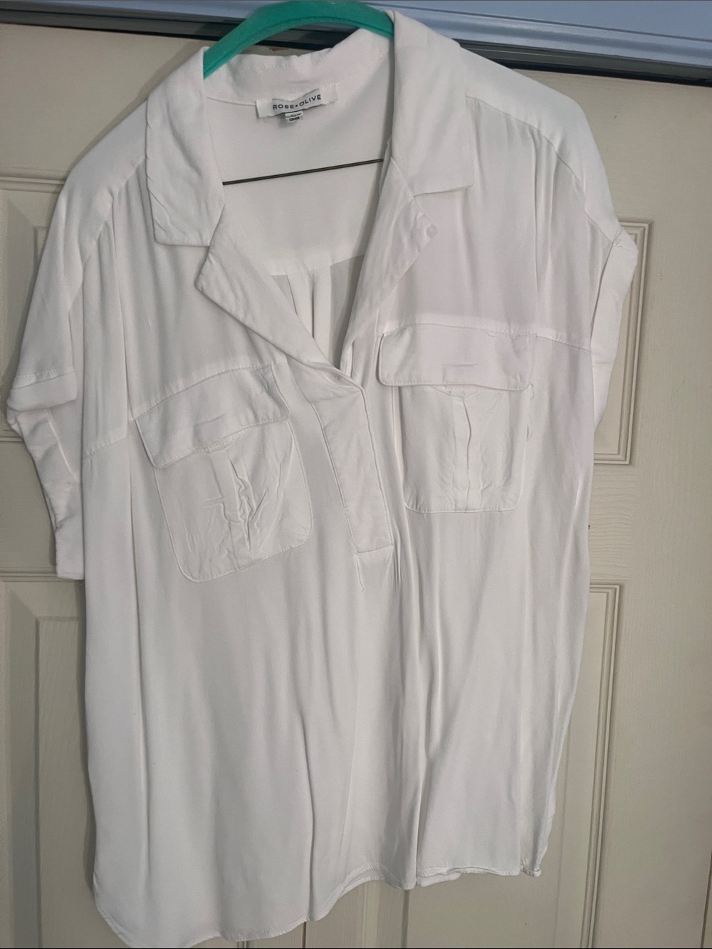 Rose & Olive White Short-Sleeve Utility Shirt
